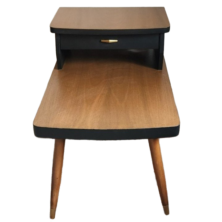 MCM End Table Two-Tier Black Walnut