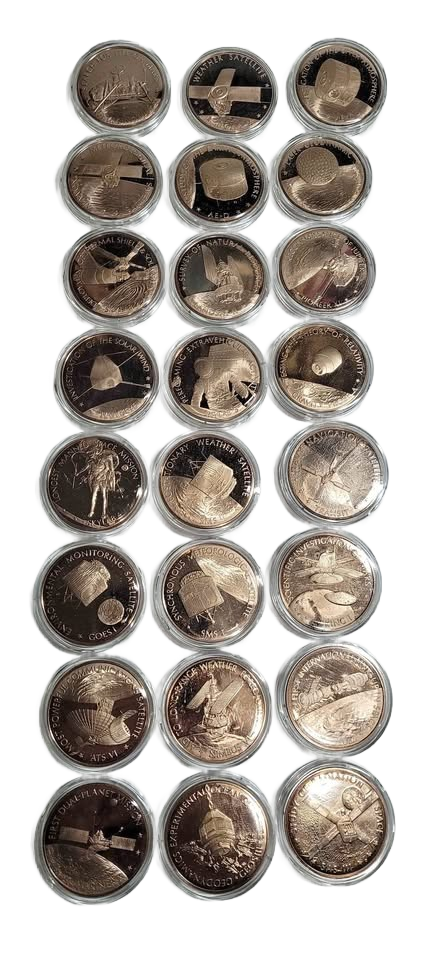1970's Franklin Mint America In Space Solid Bronze Proof Set 24 Medals