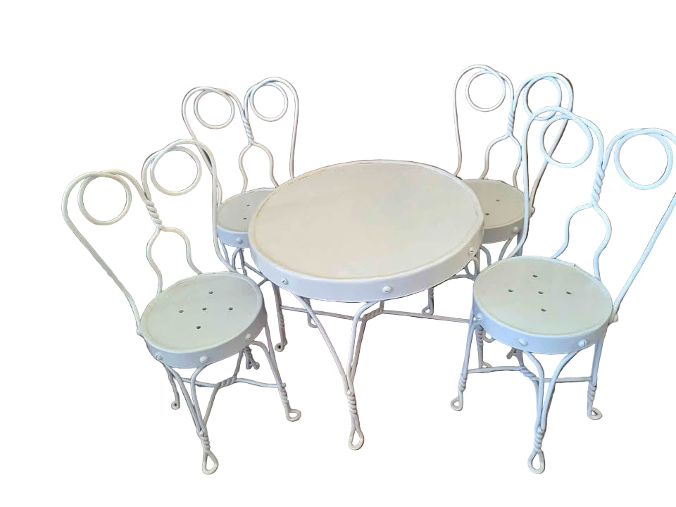 Vintage Ice-cream Table + 4 Chairs, Doll Size