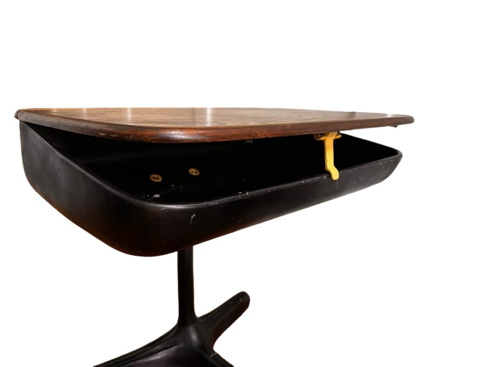 Antique , Vintage School Desk with Cast Iron Base