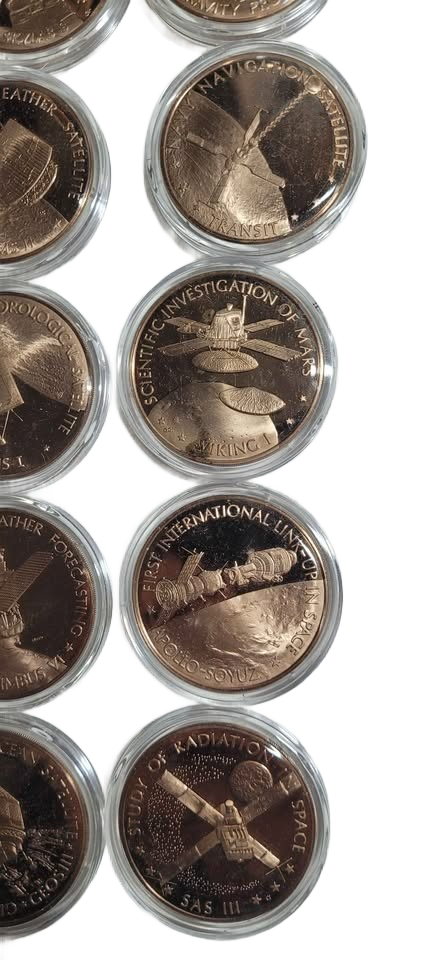1970's Franklin Mint America In Space Solid Bronze Proof Set 24 Medals