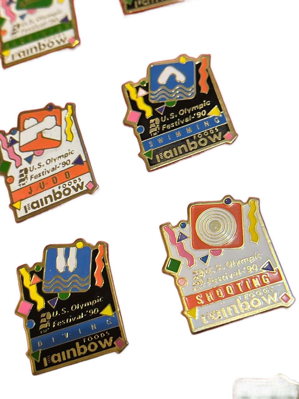 Collection of U.S. Olympic Festival 90 pin badges