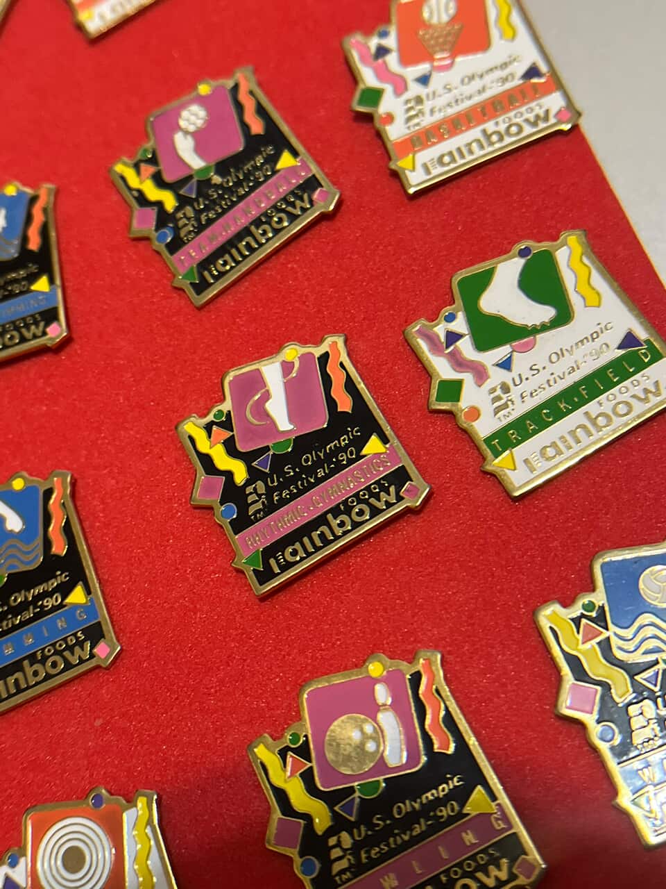 Collection of U.S. Olympic Festival 90 pin badges