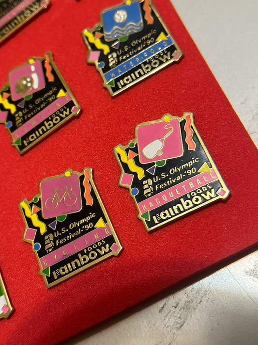 Collection of U.S. Olympic Festival 90 pin badges