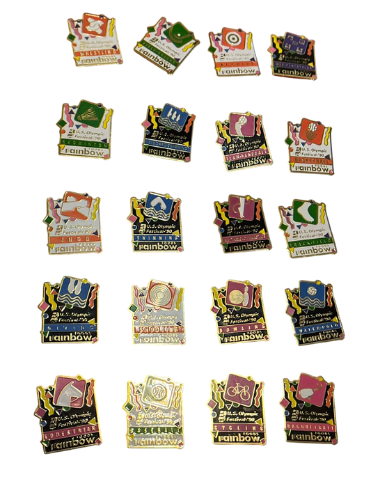 Collection of U.S. Olympic Festival 90 pin badges