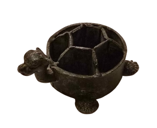Antique Cast Metal Dragon Turtle Flower Frog – Rare Collectible