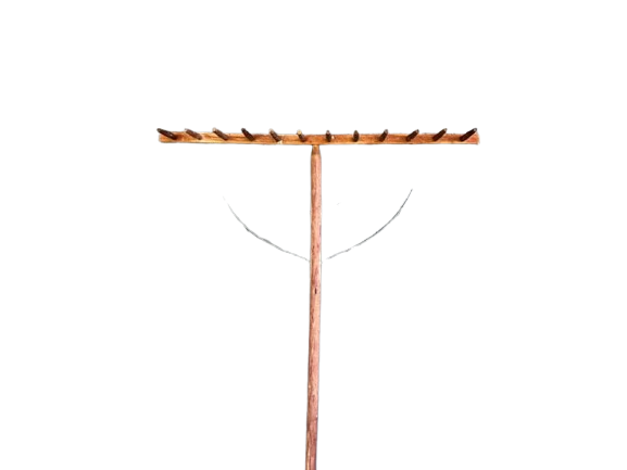 Antique Wooden Hay Rake: 71" Rustic Farmhouse Decor, Early 1900S