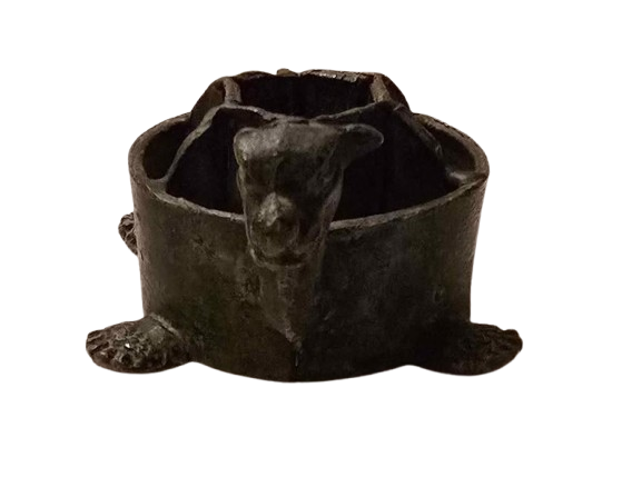 Antique Cast Metal Dragon Turtle Flower Frog – Rare Collectible