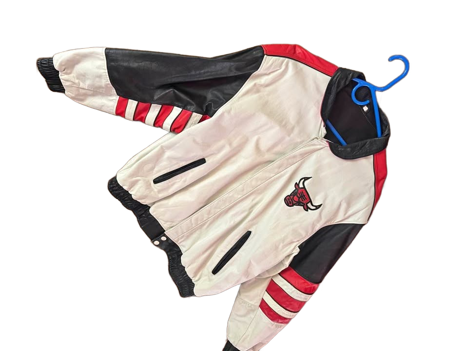 90s leather jacket Chicago bulls bomber