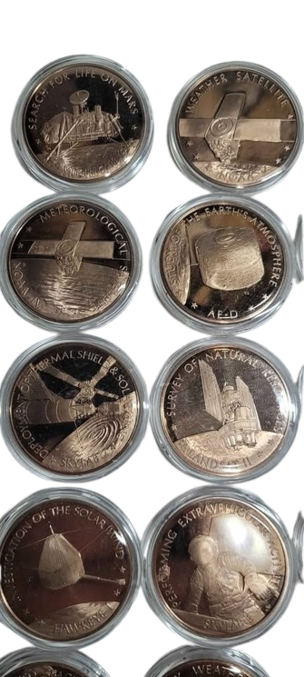 1970's Franklin Mint America In Space Solid Bronze Proof Set 24 Medals