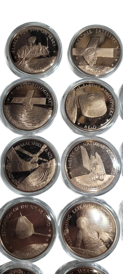 1970's Franklin Mint America In Space Solid Bronze Proof Set 24 Medals