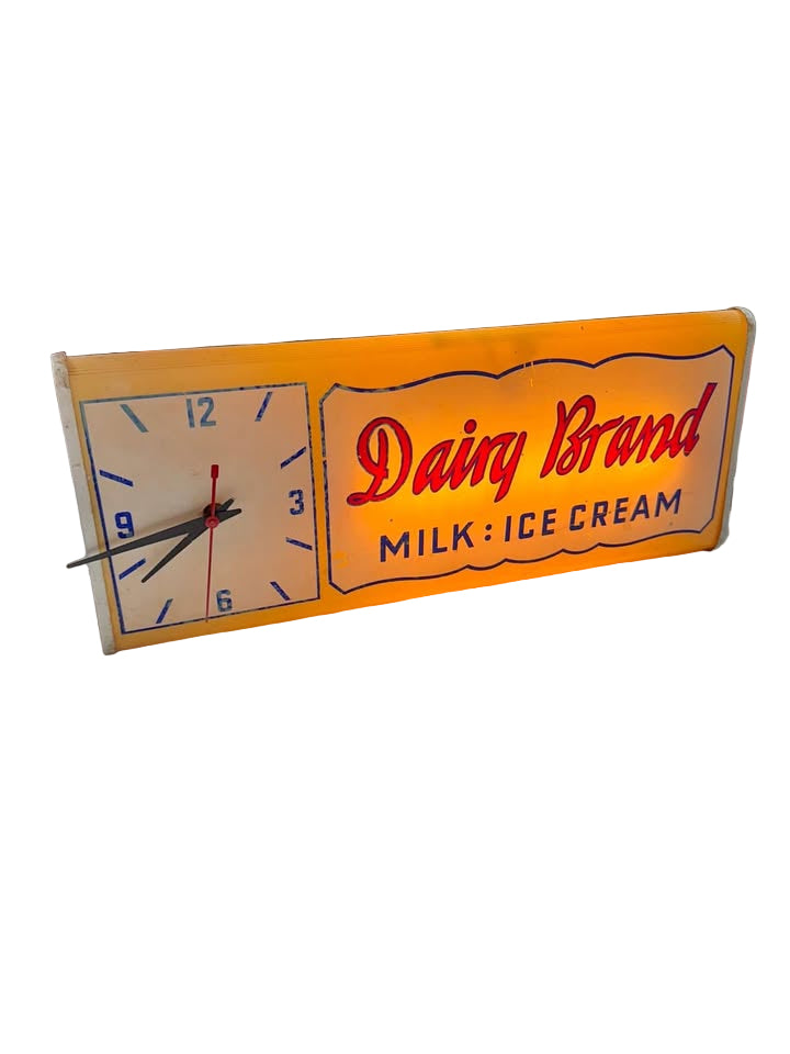 Vintage Dairy Brand Milk Ice Cream Sign Clock 1950’s!