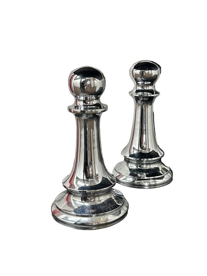 Chrome Pawns Decor set of 2