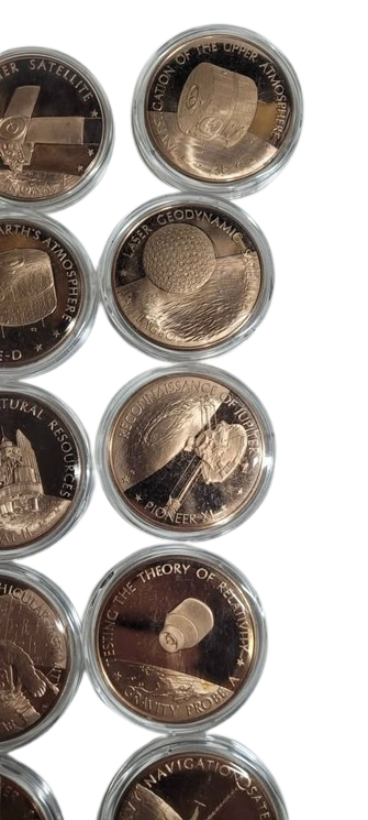 1970's Franklin Mint America In Space Solid Bronze Proof Set 24 Medals