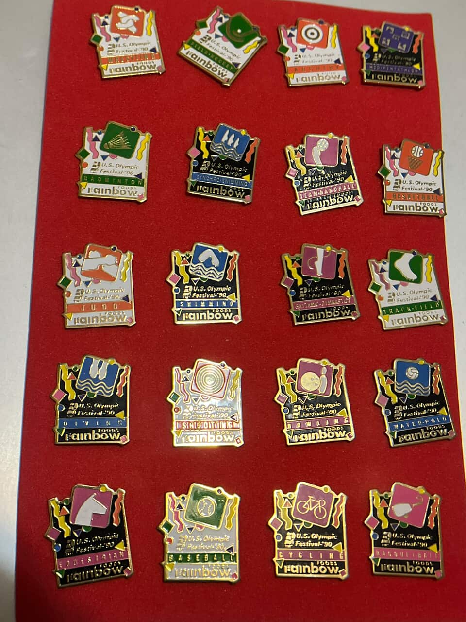 Collection of U.S. Olympic Festival 90 pin badges