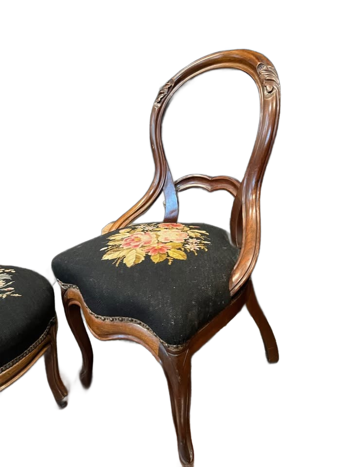 Antique Walnut Balloon Back Victorian Chair Set