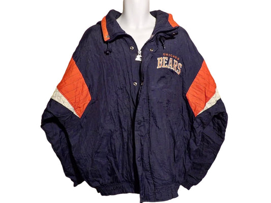VINTAGE STARTER CHICAGO BEARS FOOTBALL FULL ZIP HOODED JACKET COAT MENS XL USED $80