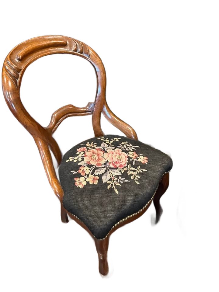 Antique Walnut Balloon Back Victorian Chair Set