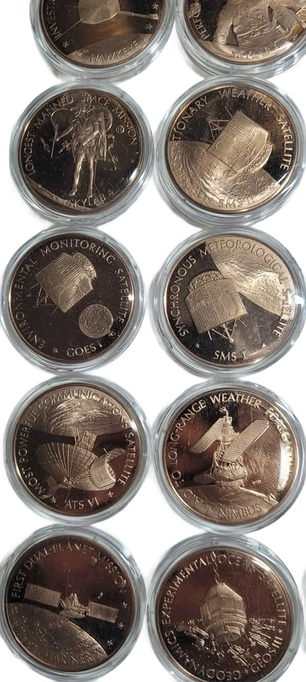 1970's Franklin Mint America In Space Solid Bronze Proof Set 24 Medals