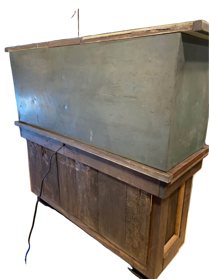Vintage Metal Parts Bin with Custom Rustic Illuminated Cabinet