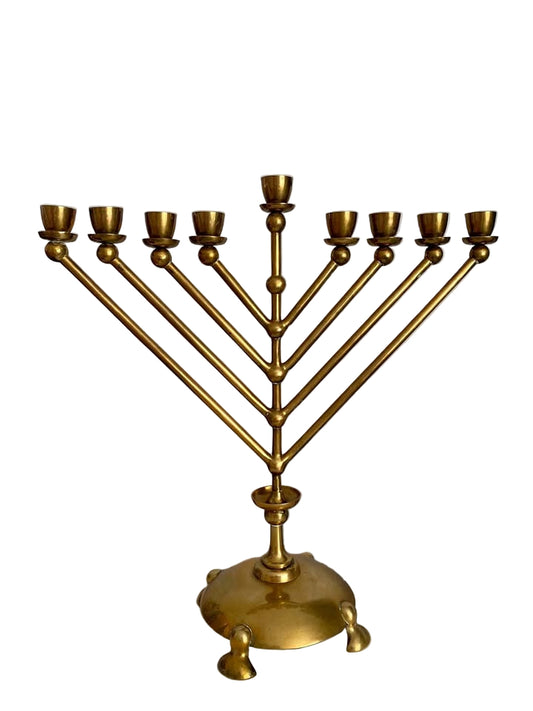 Vintage Brass Large Hanukah Menorah 9 Branch