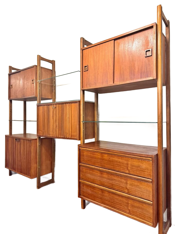 Mid-Century Modern Modular Wall Unit – Teak Finish