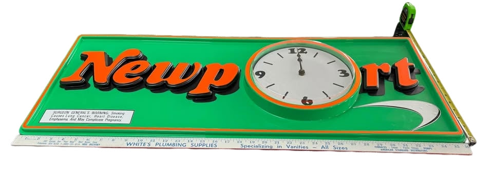 Vintage 1980's Newport Cigarette Advertising Sign - Large 3ft with Clock