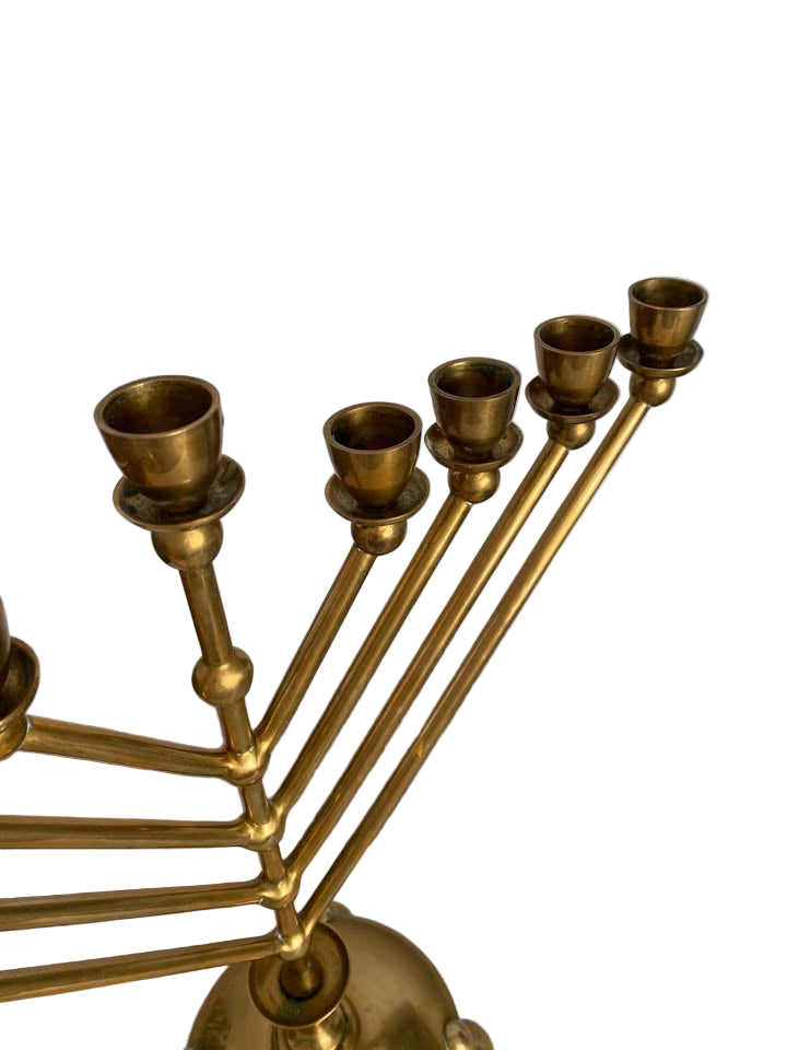 Vintage Brass Large Hanukah Menorah 9 Branch