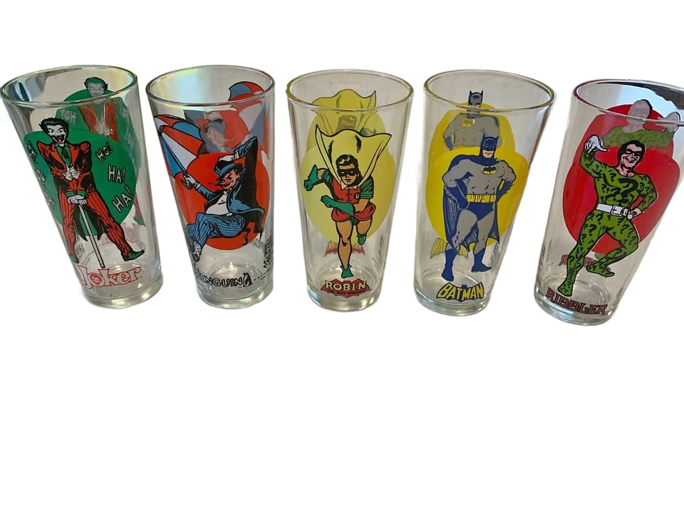 Batman Glasses Vintage 1976 set of 5