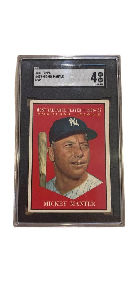 Lot of 3 vintage cards topp 1953 satchel Paige and Phil rizzuto along with 1961 topps Mickey mantle