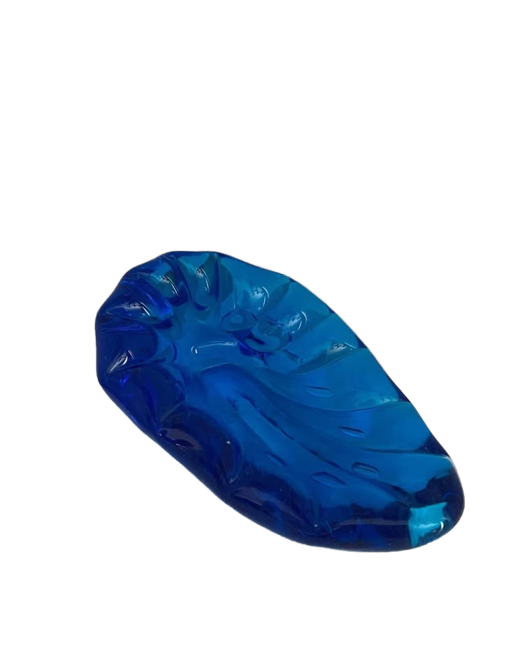 Vintage Blenko Style Glass Ashtray Turquoise / Jewelry Holder