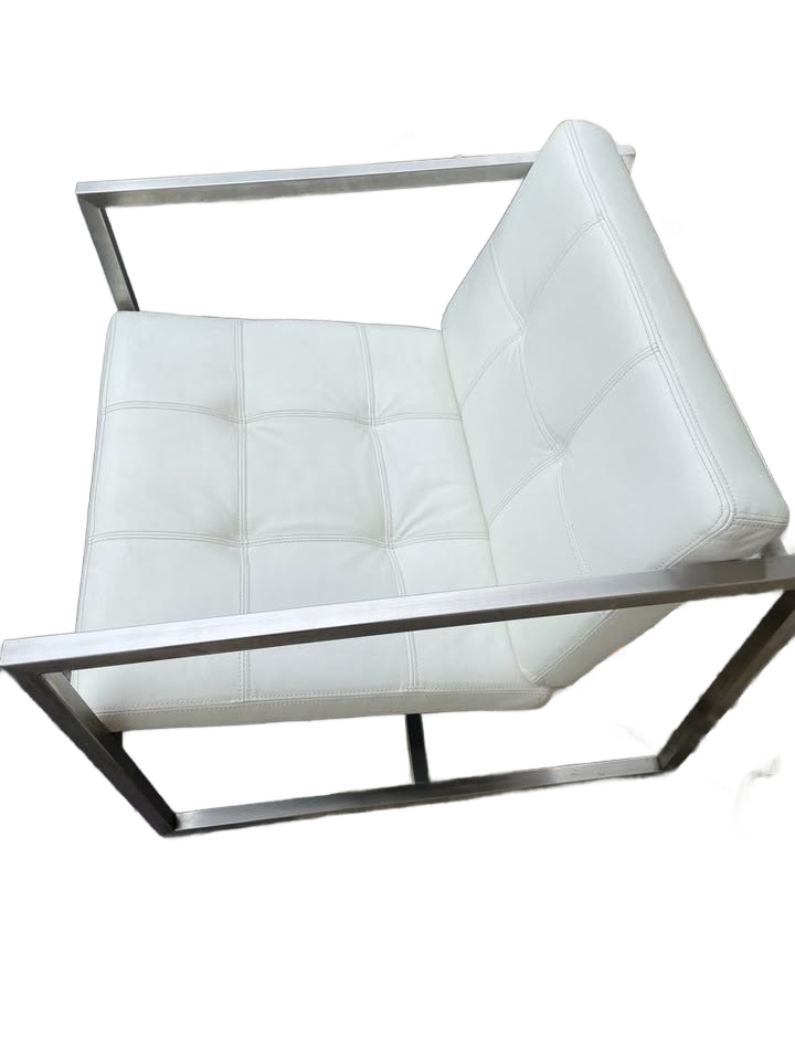 Gus Modern Furniture Silver Chrome White Modern Accent Lounge Chair