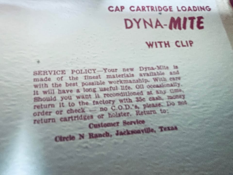 1960s Dyna-Mite cap toy cap gun W/ original box and clip