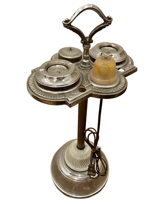 Vintage cigarette stand ashtray art deco silver