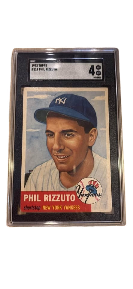 Lot of 3 vintage cards topp 1953 satchel Paige and Phil rizzuto along with 1961 topps Mickey mantle