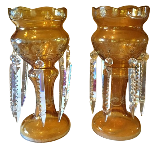 Vintage Gold Lusters with Prisms