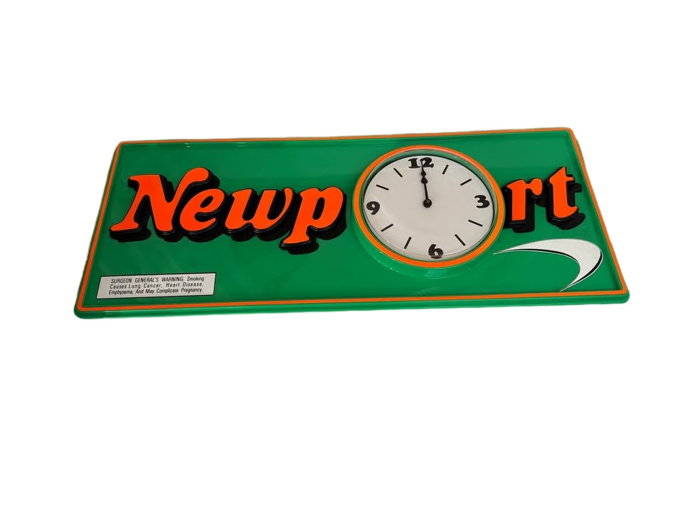Vintage 1980's Newport Cigarette Advertising Sign - Large 3ft with Clock