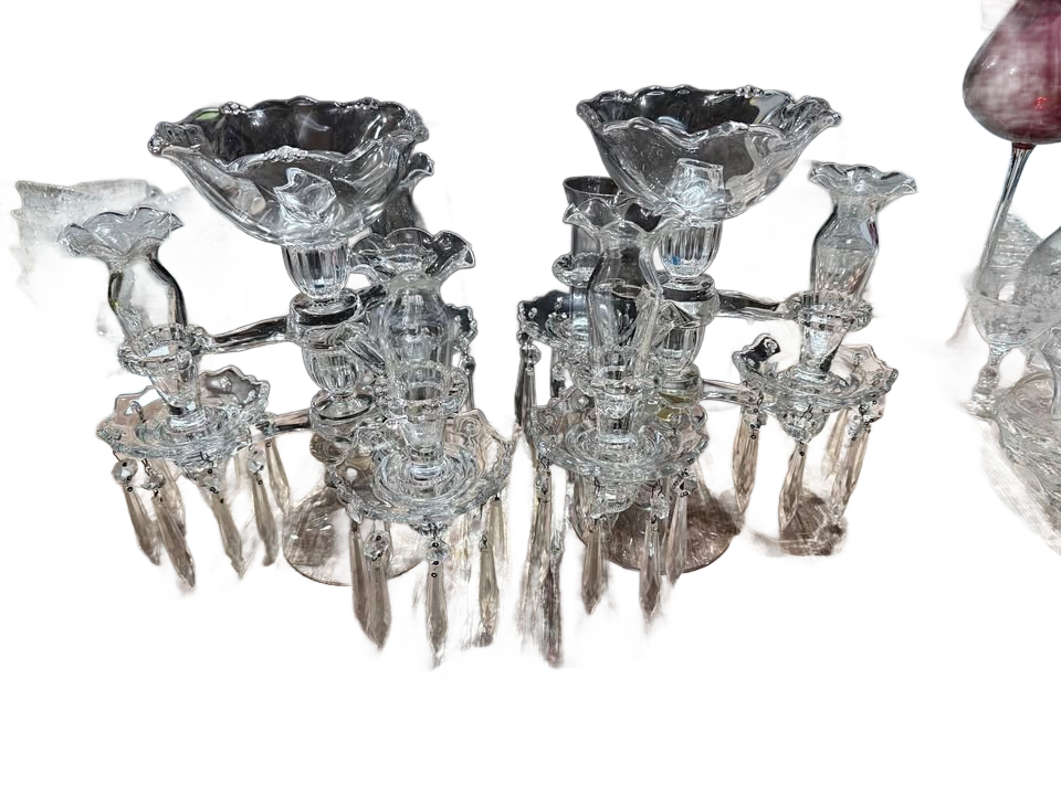 Cambridge Rose crystal candelabras