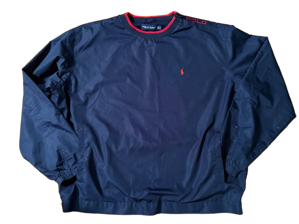 Polo by Ralph Lauren golf men’s vintage navy/red pullover, windbreaker jacket size XL