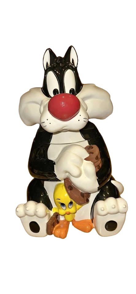 Loony Tunes Sylvester & Tweety Bird Vintage Ceramic Cookie Jar Warner Bros