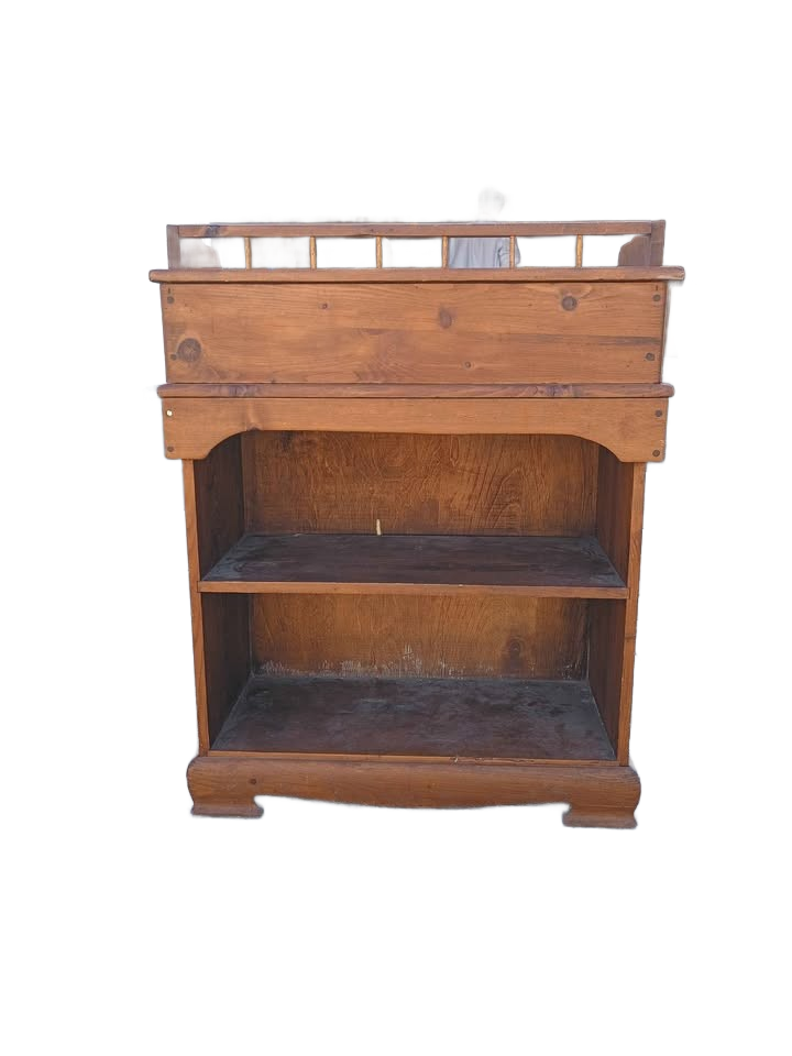 Vintage 1950s Solid Pine Wood Captains Desk/ Davenport Slant Lift Top Plus Storage Shelves