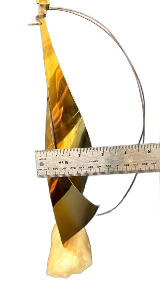 Vintage MCM John DeMott Brass Sailboat Signed Onyx Base 3Pc Regatta 70s EUC