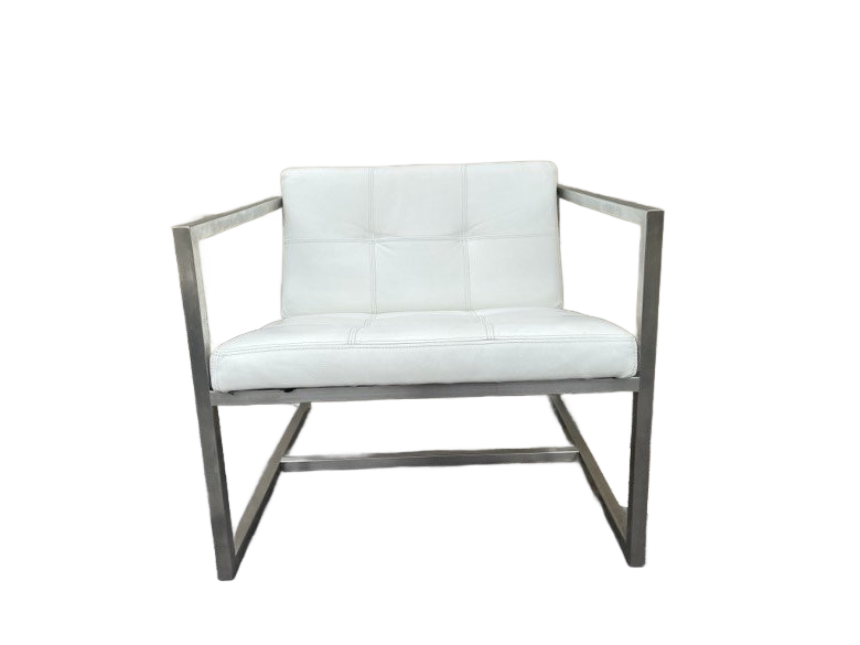 Gus Modern Furniture Silver Chrome White Modern Accent Lounge Chair