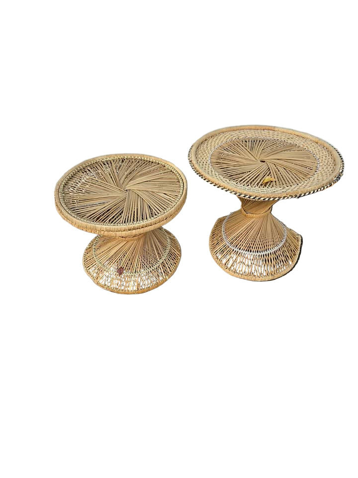 2 vintage wicker tables