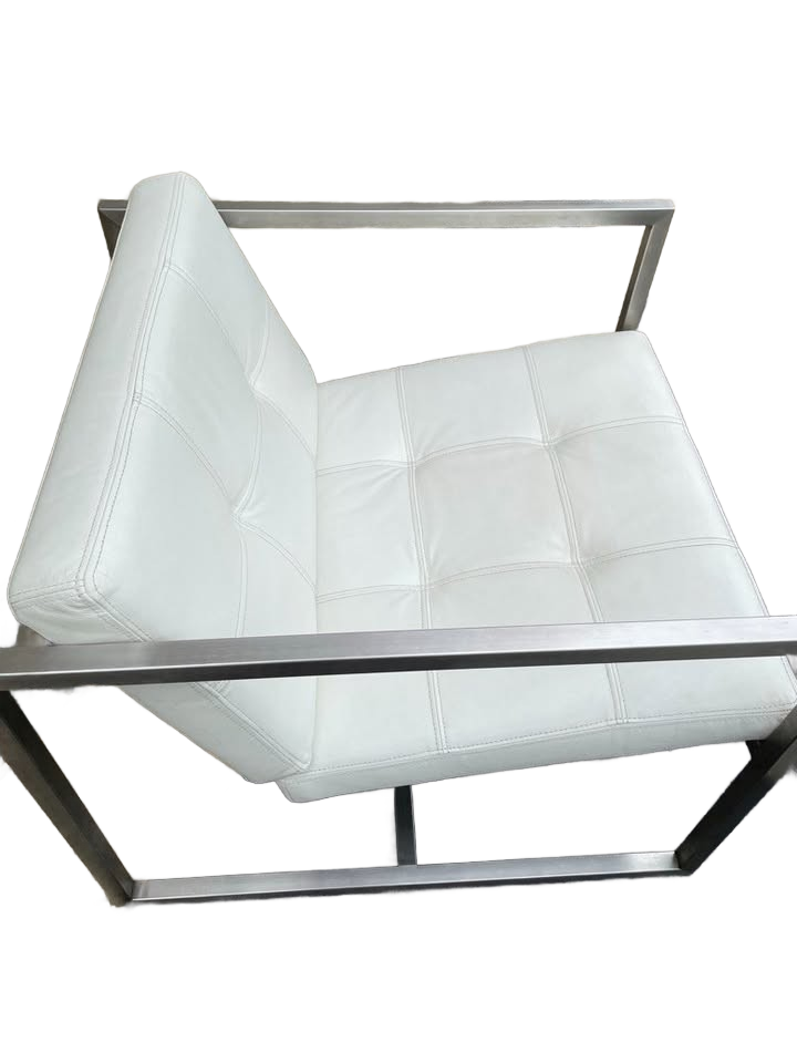 Gus Modern Furniture Silver Chrome White Modern Accent Lounge Chair