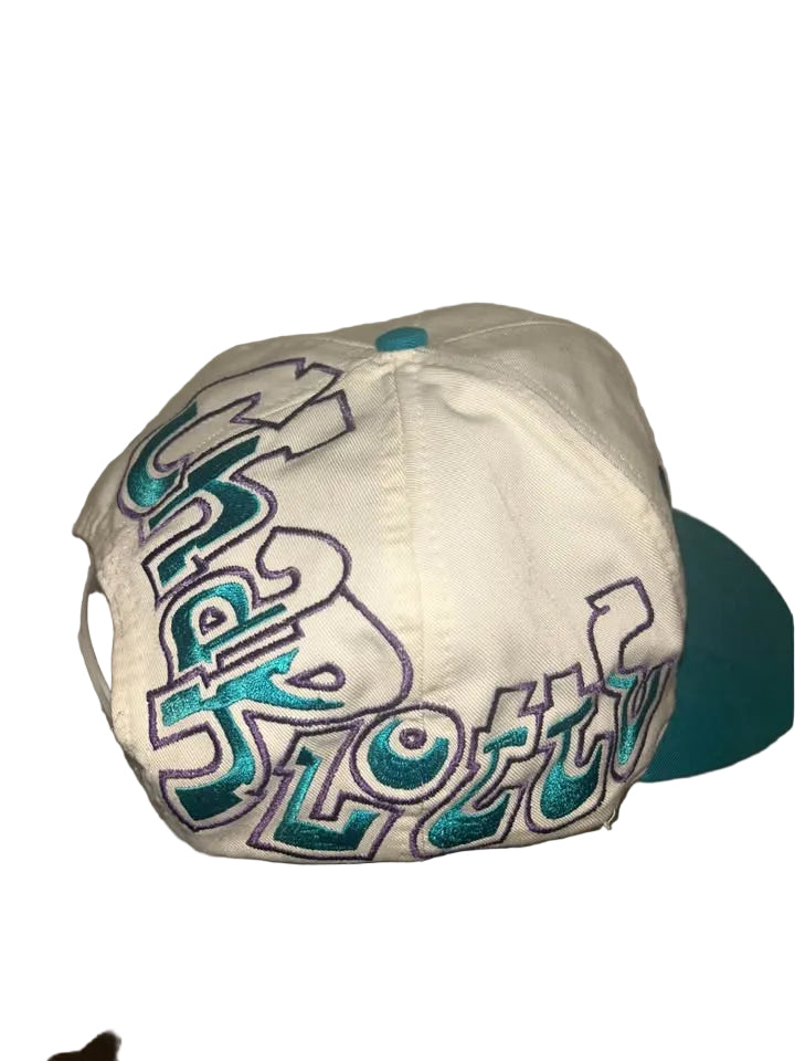 VINTAGE 90’S DREW PEARSON SNAPBACK HAT CHARLOTTE HORNETS TWILL GRAFFITI