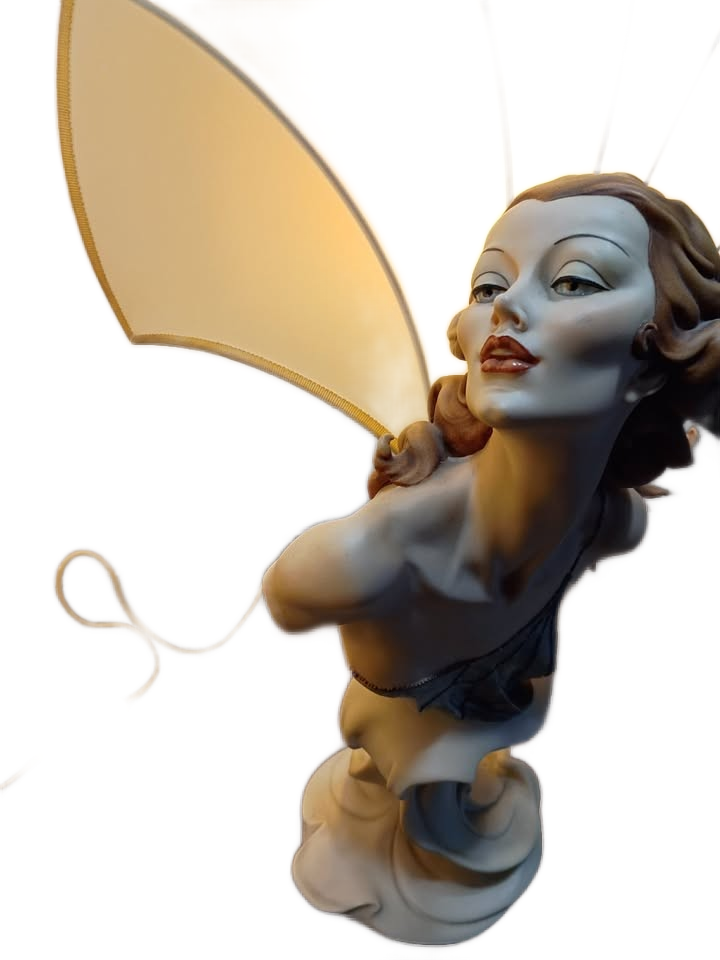 G Armani pair lamps art nouveau lady figures