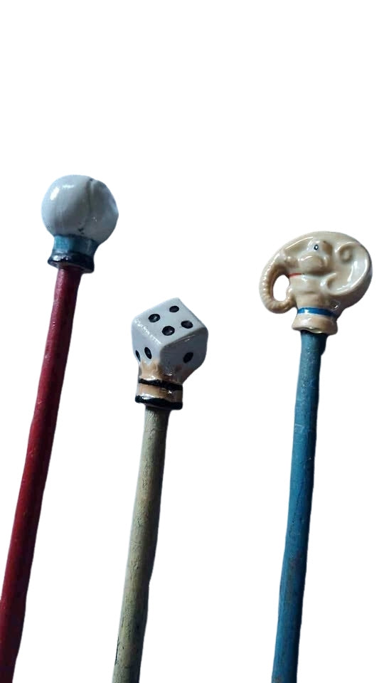 Vintage antique porcelain carnival canes