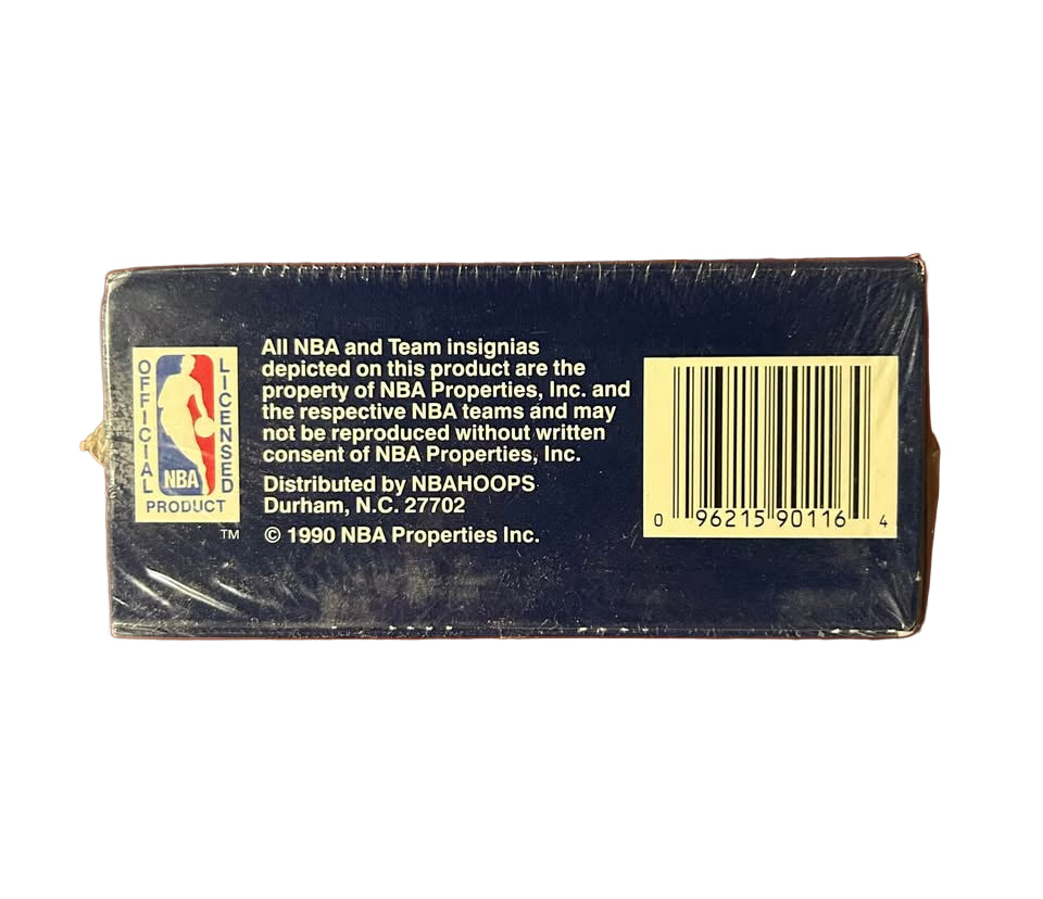 1990-91 NBA HOOPS basketball trading card box (includes 36 packs with 15 cards per pack)
