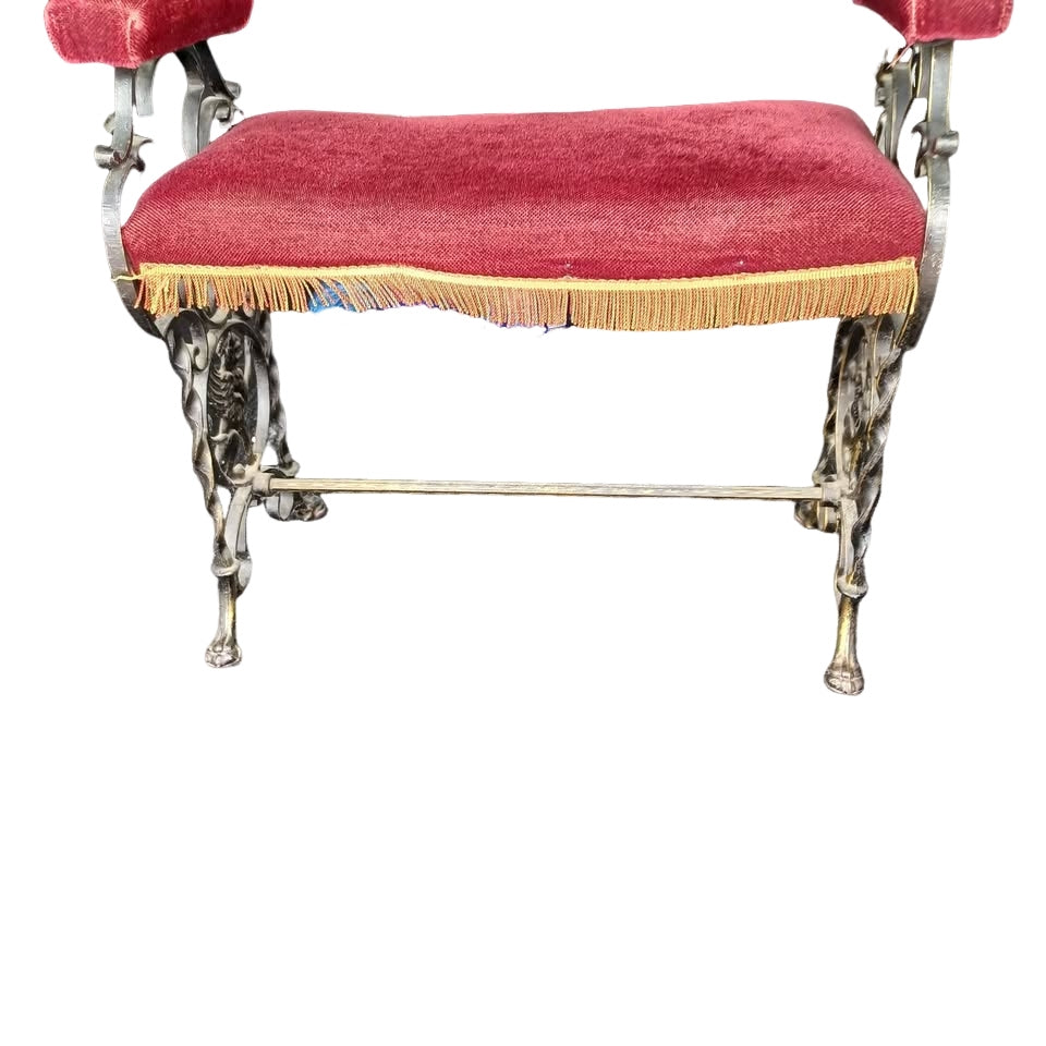 1920's Art Deco period Antique Cast Iron Boudoir or Hall "GRIFFIN" MOTIF Bench